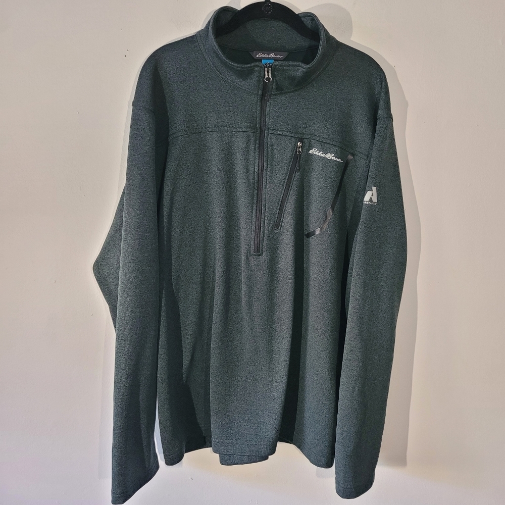 Eddie Bauer Mens First Ascent 1/4 Zip Fleece‎ 2XL Like New Heathered Green Black
